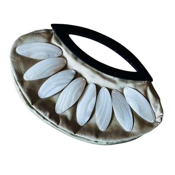 Unique Elegant Vintage Silk Seashell Clutch Bag Luxury Travel OS